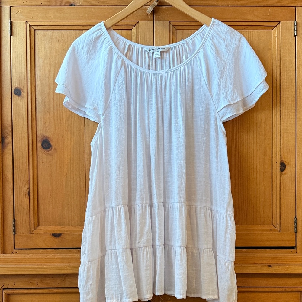 NWOT Counterparts Light &Airy Flutter Sleeve Boho Style White Top, XL